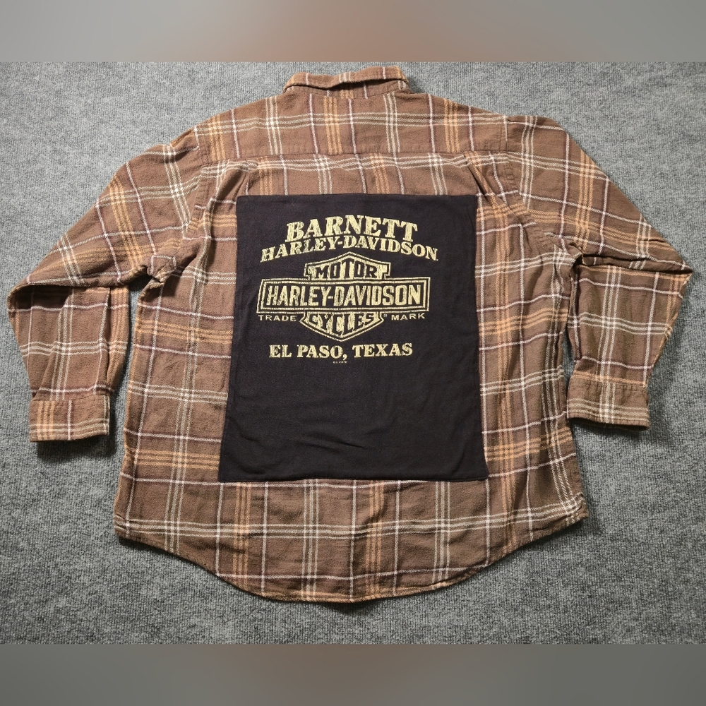 Barnett Harley Davidson Upcycled David Taylor Flannel Size‎ 2XL